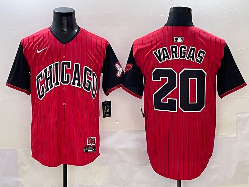 Men 2025 Chicago White Sox #20 Vargas Red Stripe Joint Name Nike MLB Jersey style 1->chicago white sox->MLB Jersey